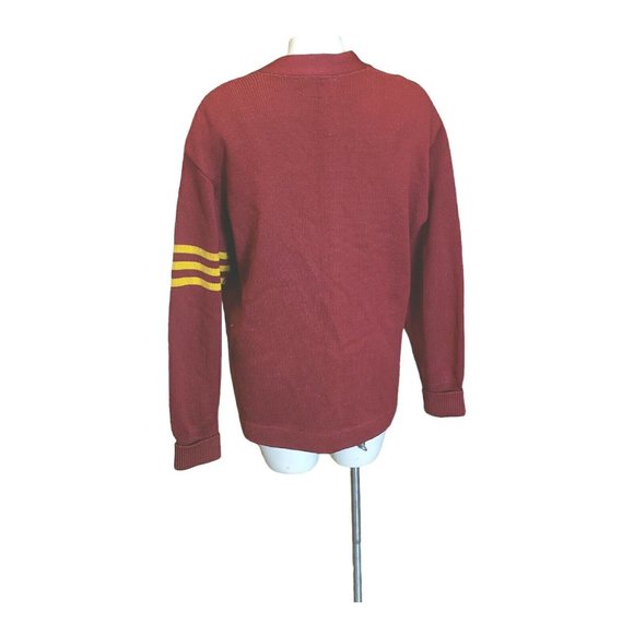 50's Cardigan Letterman Football/Basketball Sweater Wool vintage Crimson & Gold - Picture 11 of 11